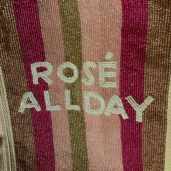 America & Beyond Rose’ All Day Embellished Glitter Beaded Tote NWT - Picture 2 of 7